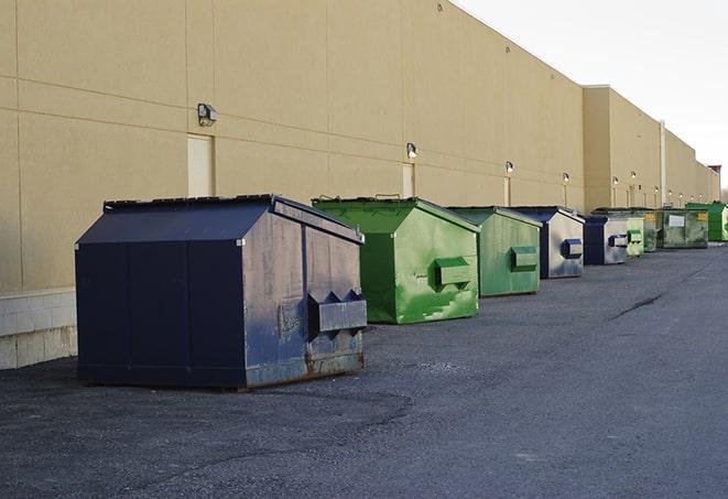 a crowd of dumpsters of all colors and sizes at a construction site in Bell Canyon, CA